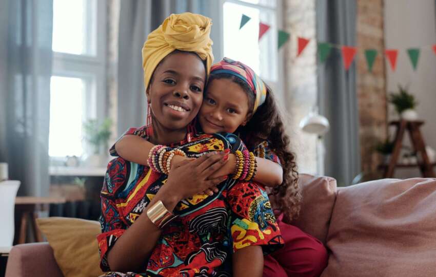 Mom and daughter hug